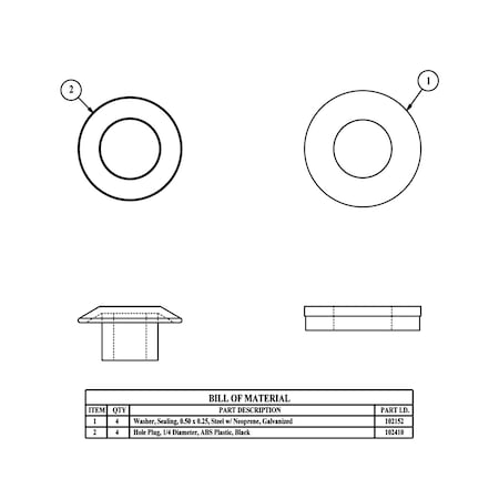 Saginaw Control & Engineering Bolt Pack, 2 in. H x 2 in. W x 1/2 in. L, 4 PK SCE-102686